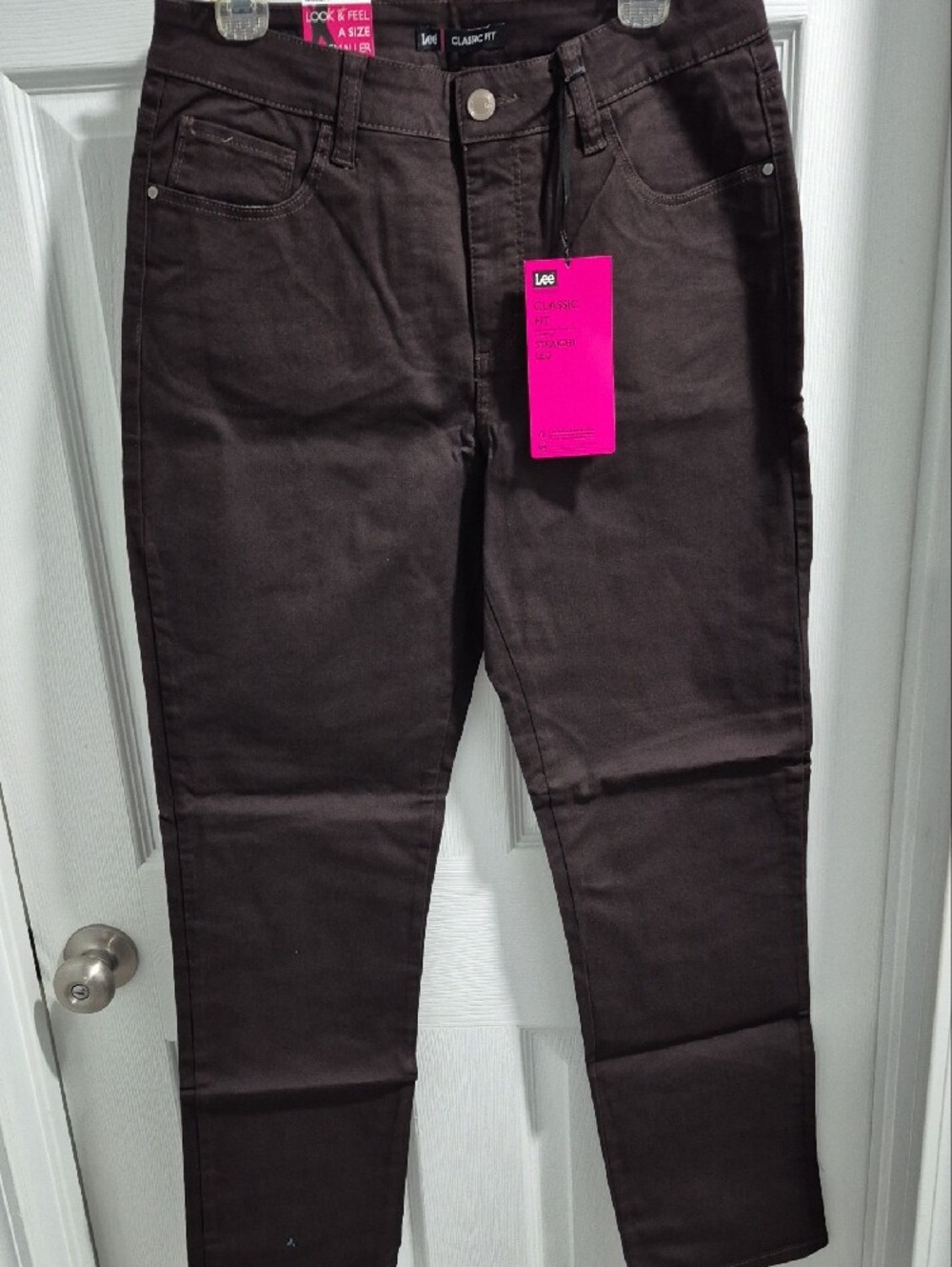 Lee Women's Brazilian Dark Briwn Straight-Leg Pants with Subtle Embroidery - Picture 3 of 10
